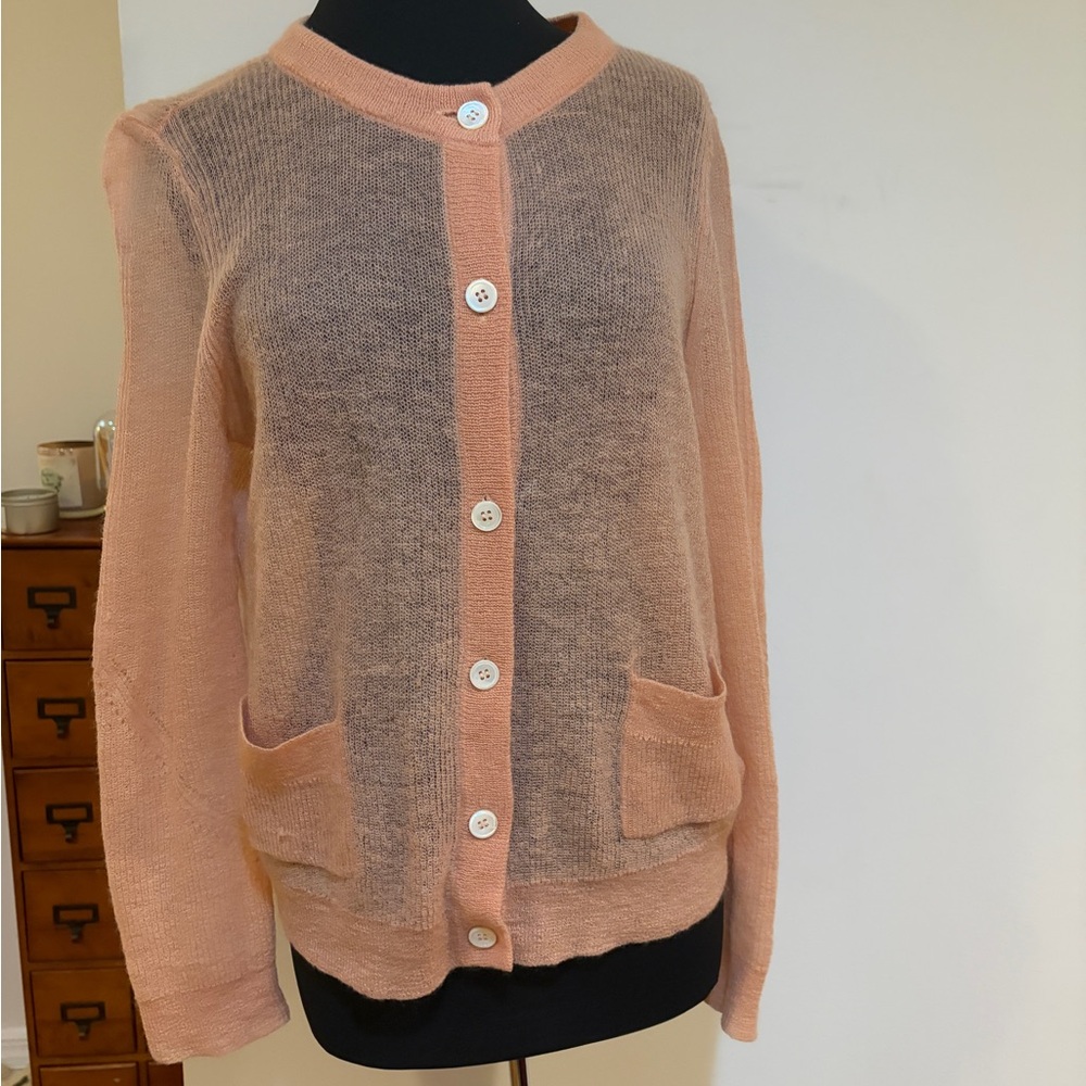Anthropologie Hansel from Basel Poppy Cardigan in a peachy color